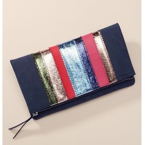 Navy metallic clutch